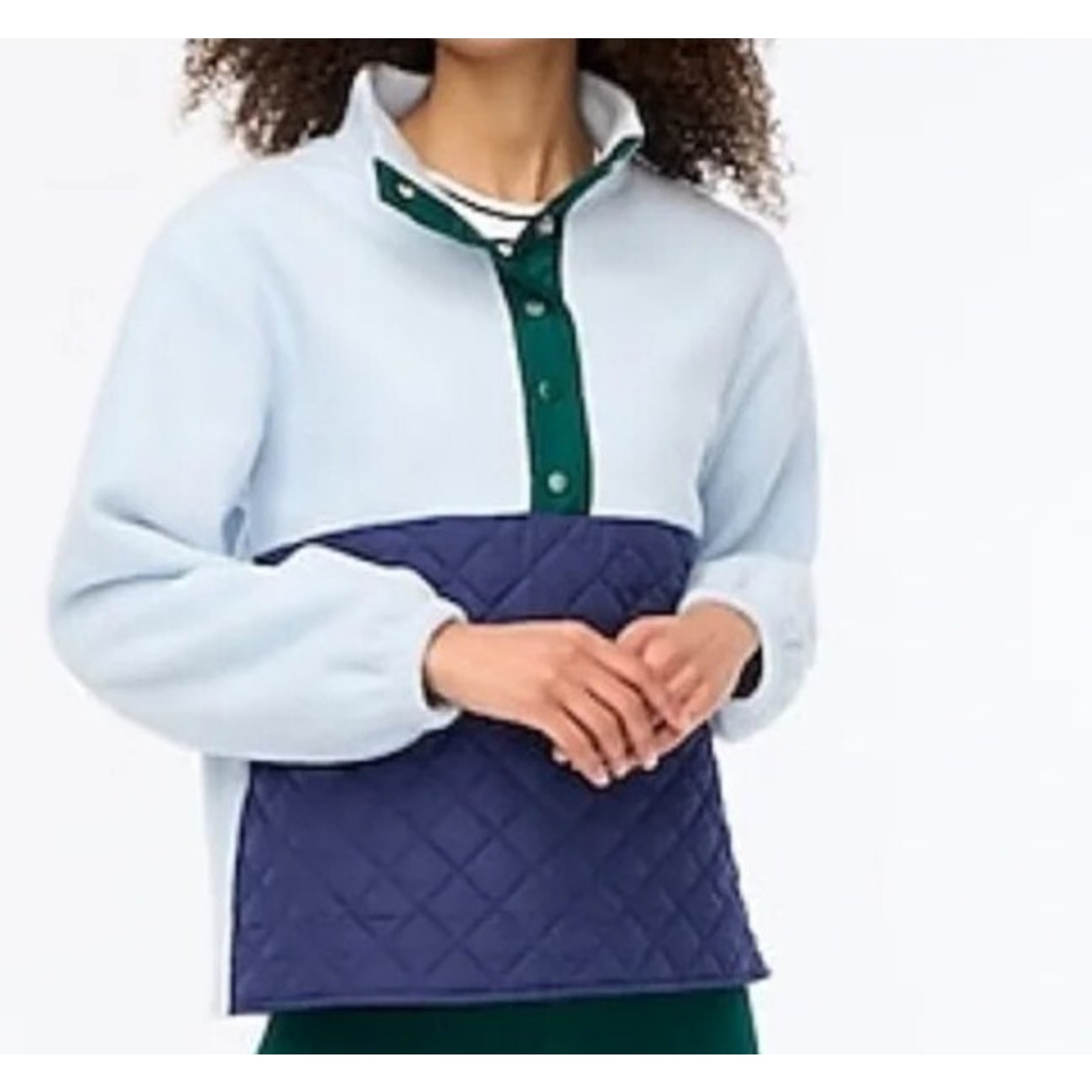 J Crew Womens Blue Quilter Sherpa Half Zip Sweater Size Xs A002022